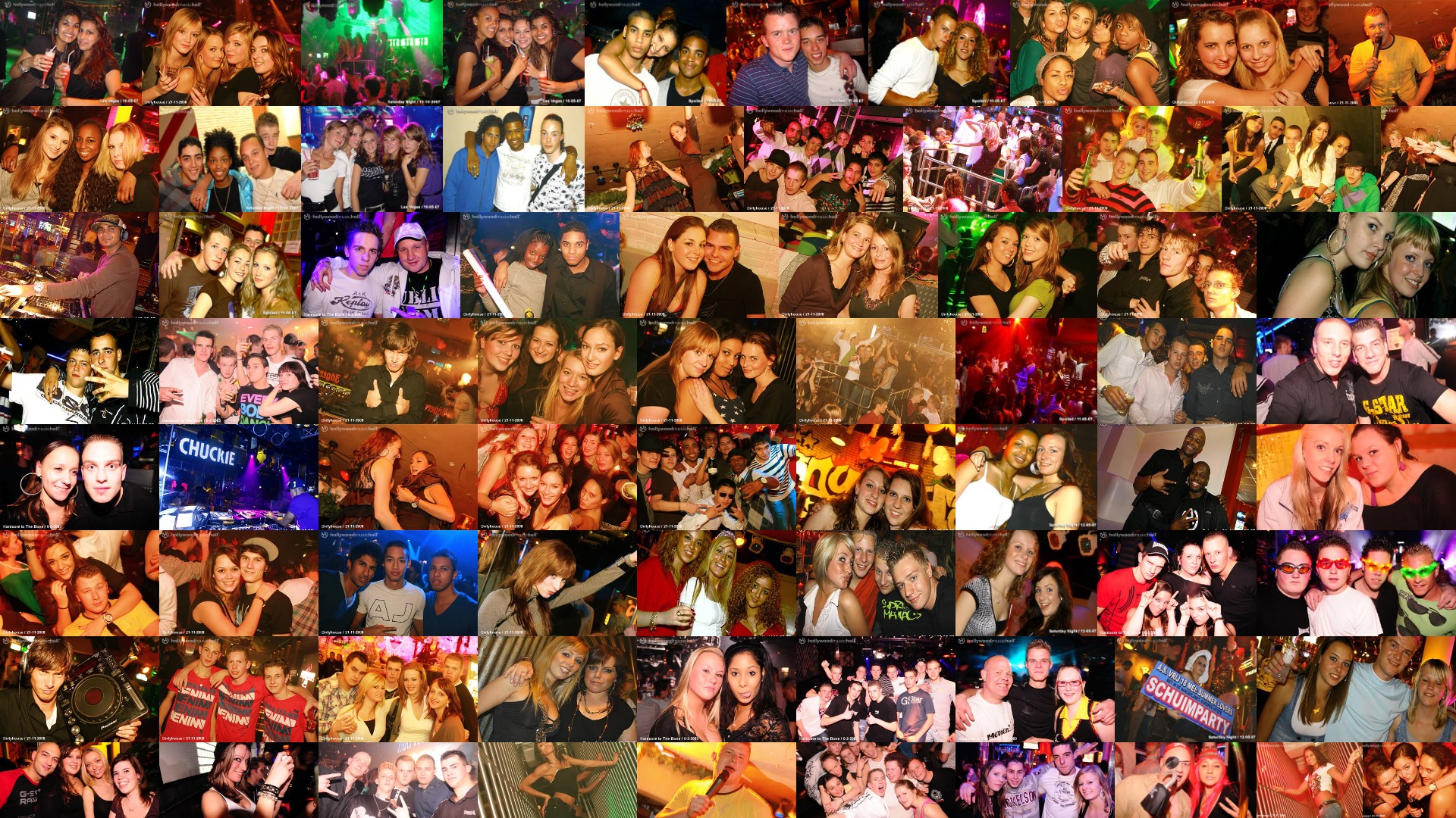 Collage van archieffoto's uit Hollywood Music Hall